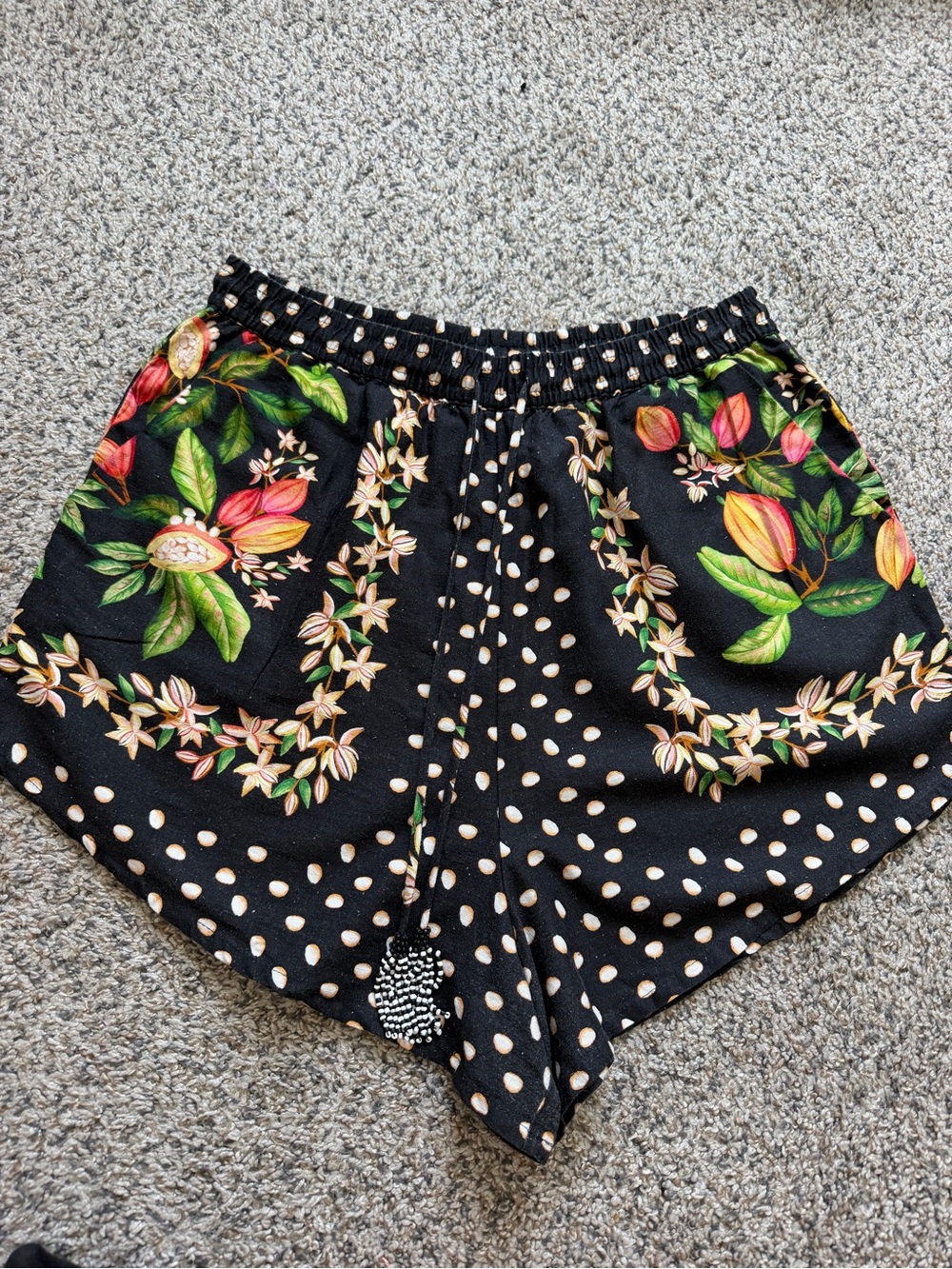 Farm Rio Black Floral & Polka Dot Women’s Shorts Size L